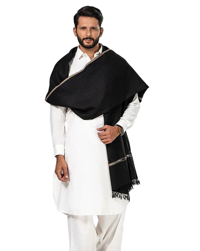 Black Pashtun Traditional Shawl