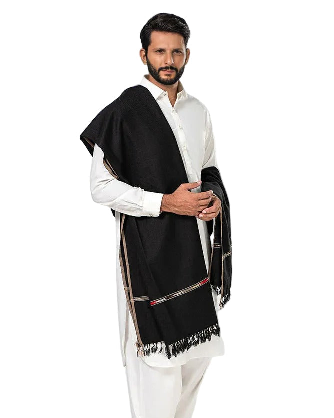 Black Pashtun Traditional Shawl