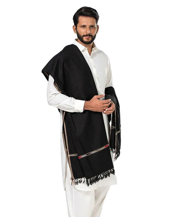 Black Pashtun Traditional Shawl