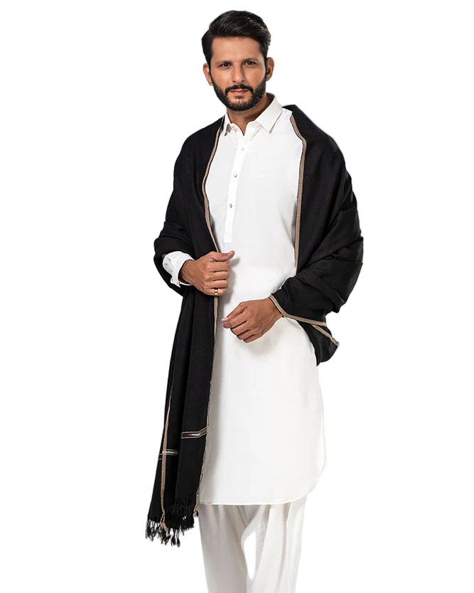 Black Pashtun Traditional Shawl