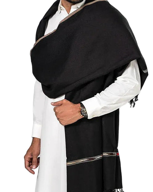 Black Pashtun Traditional Shawl