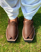 Chocolate Leather Pashtun Chappal