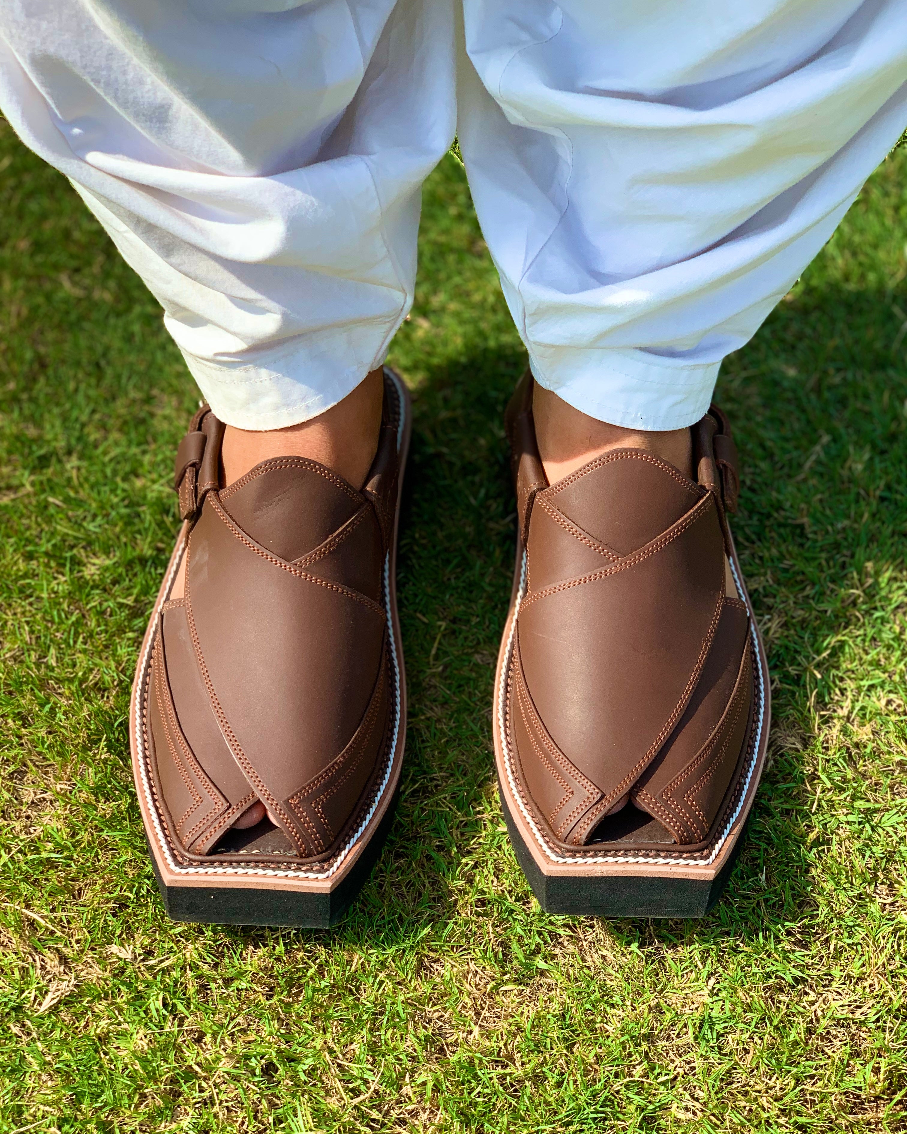 Chocolate Leather Pashtun Chappal