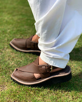 Chocolate Leather Pashtun Chappal