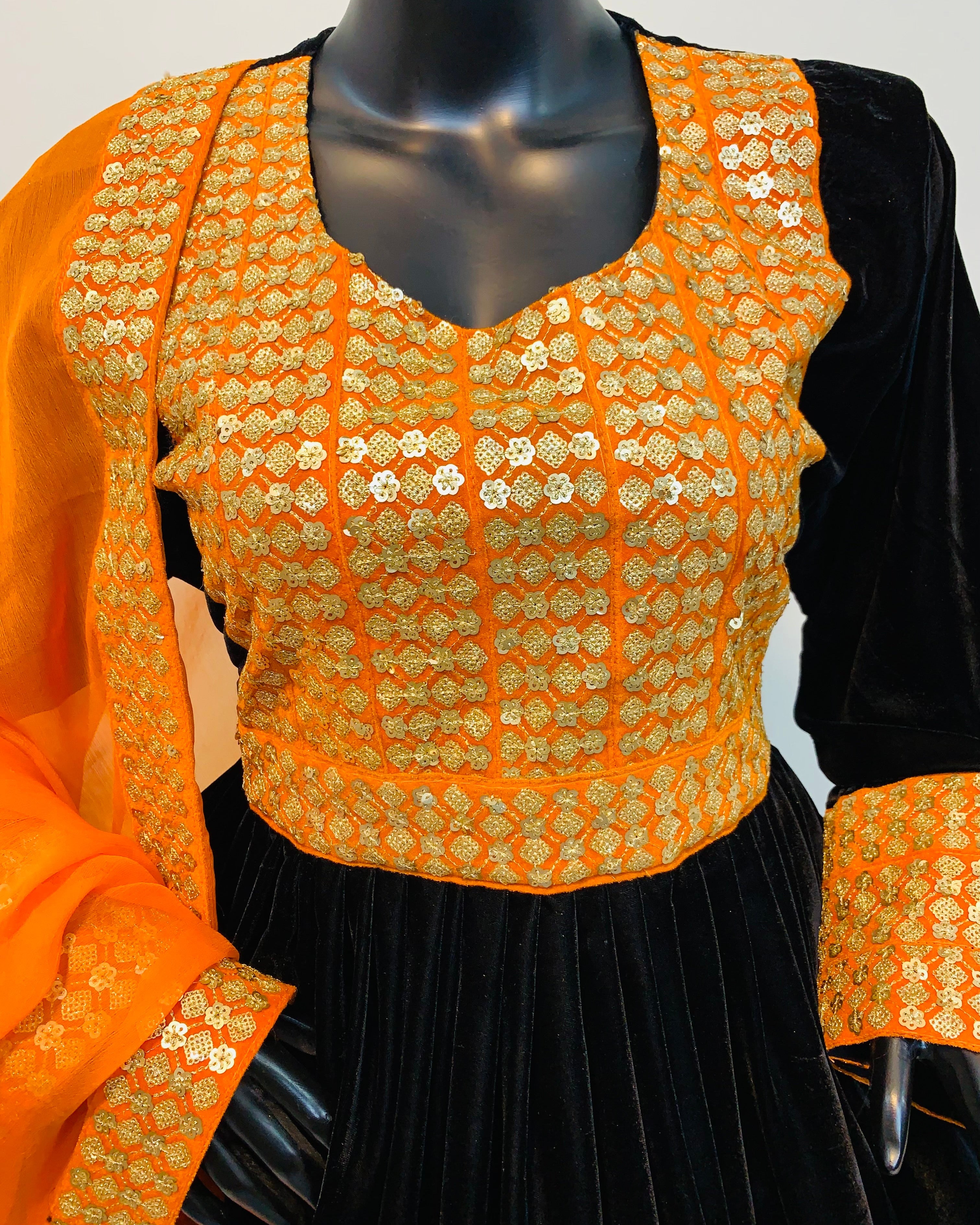 Afghan Bridal Velvet Frock Hand-Embroidered