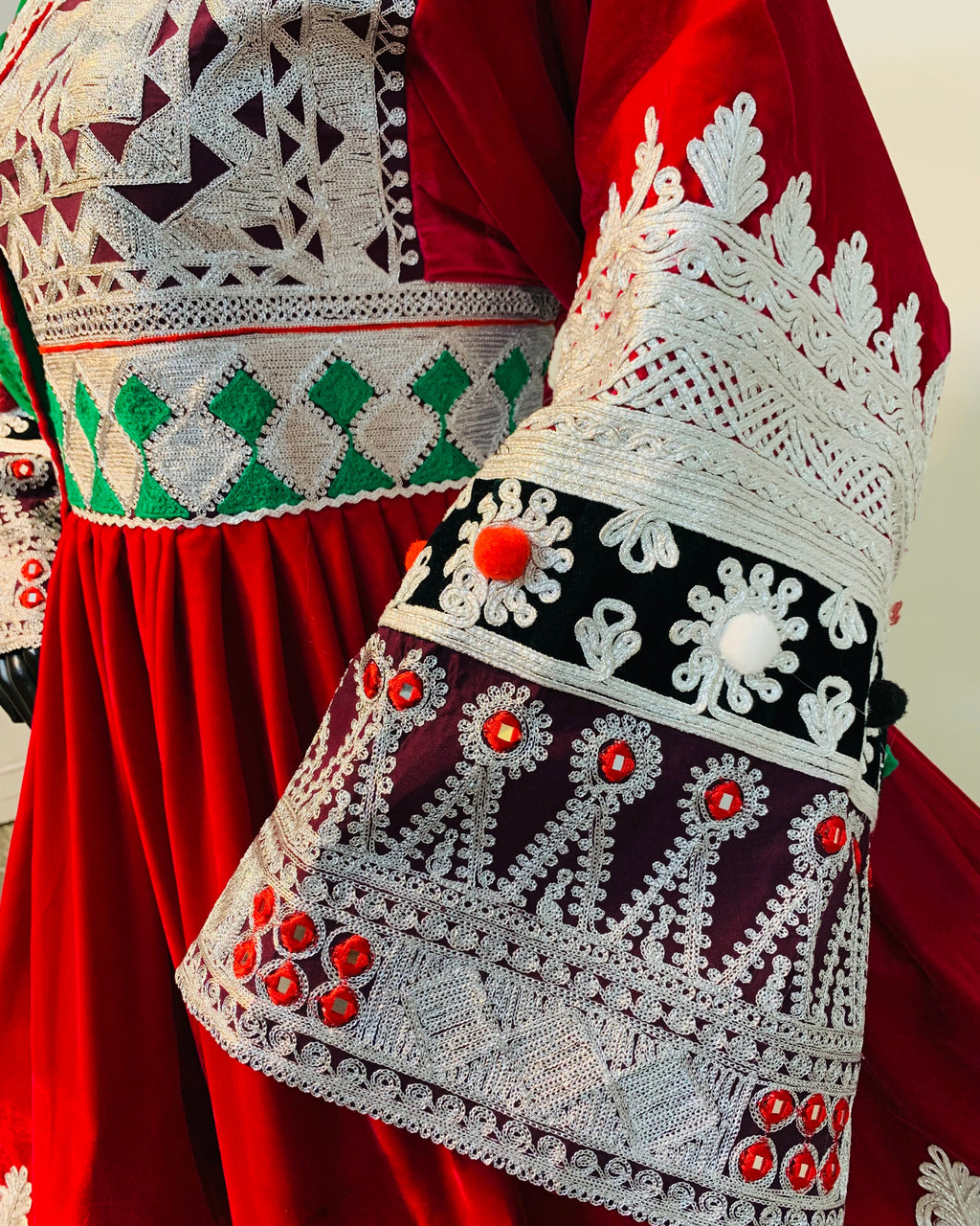 Afghan Velvet Bridal Embroidered Frock