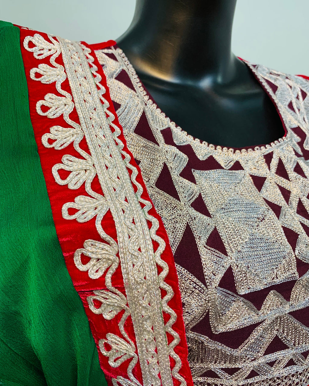 Afghan Velvet Bridal Embroidered Frock