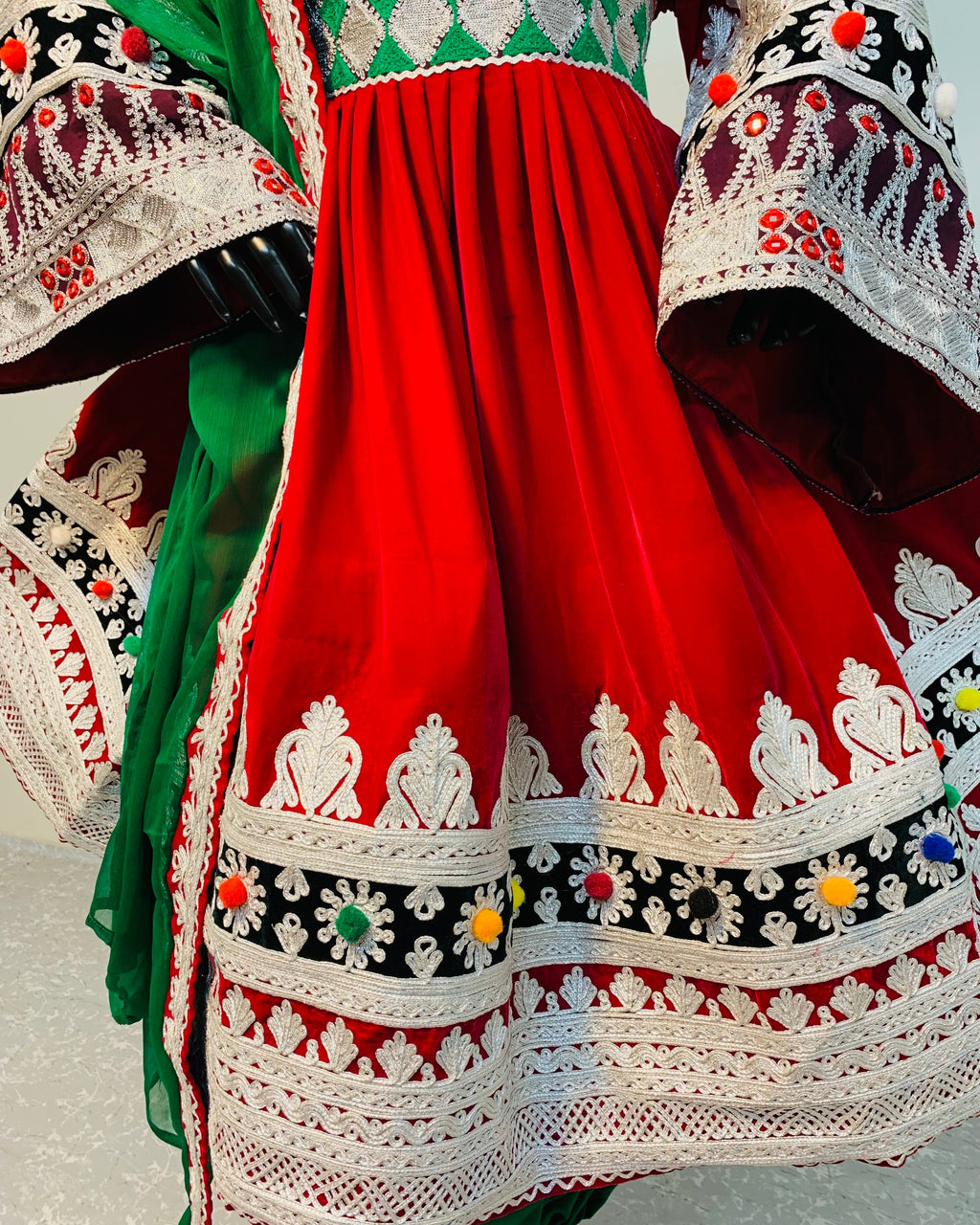 Afghan Velvet Bridal Embroidered Frock