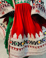 Afghan Velvet Bridal Embroidered Frock