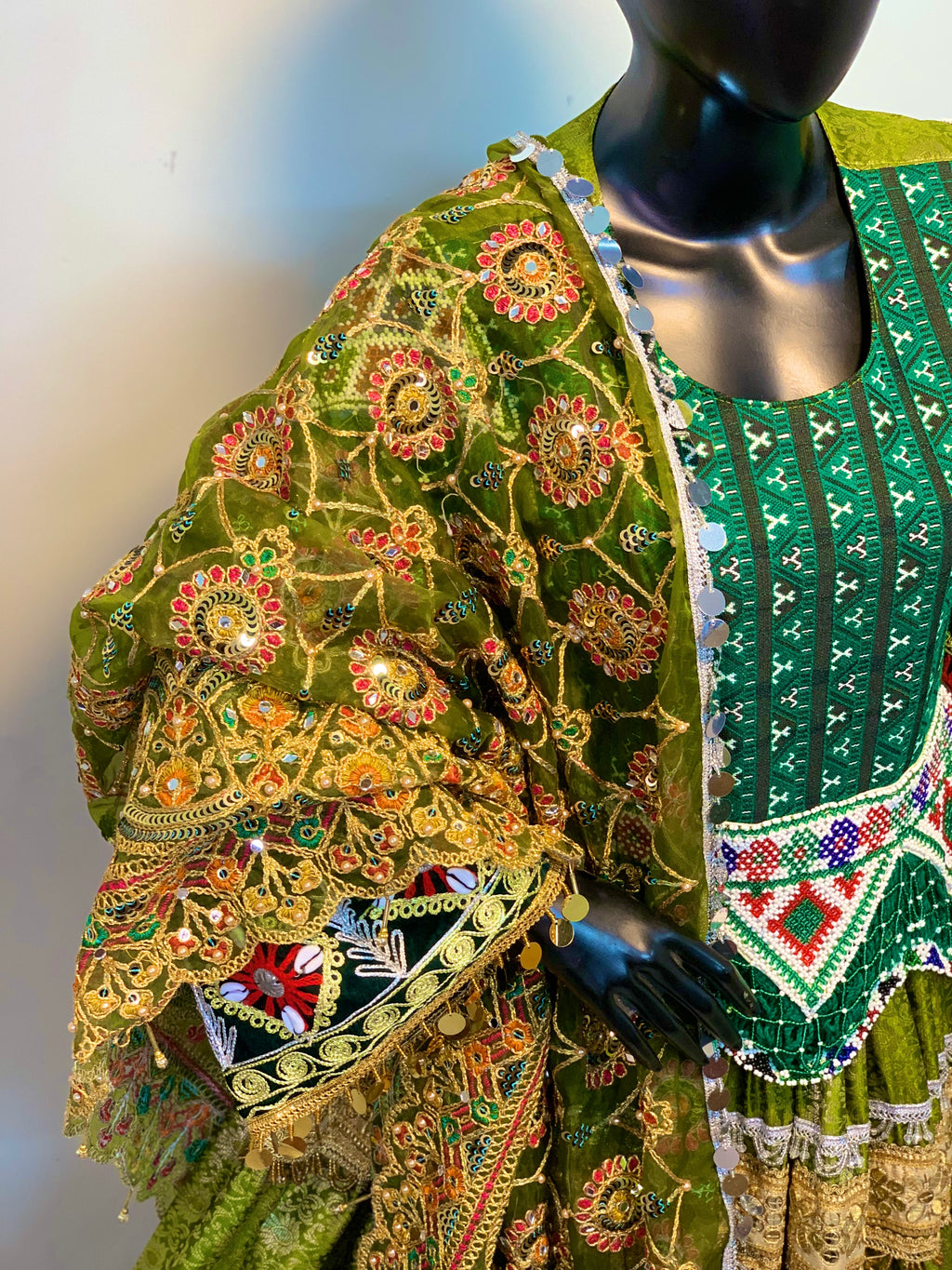 Luxury Emerald Afghan Dress