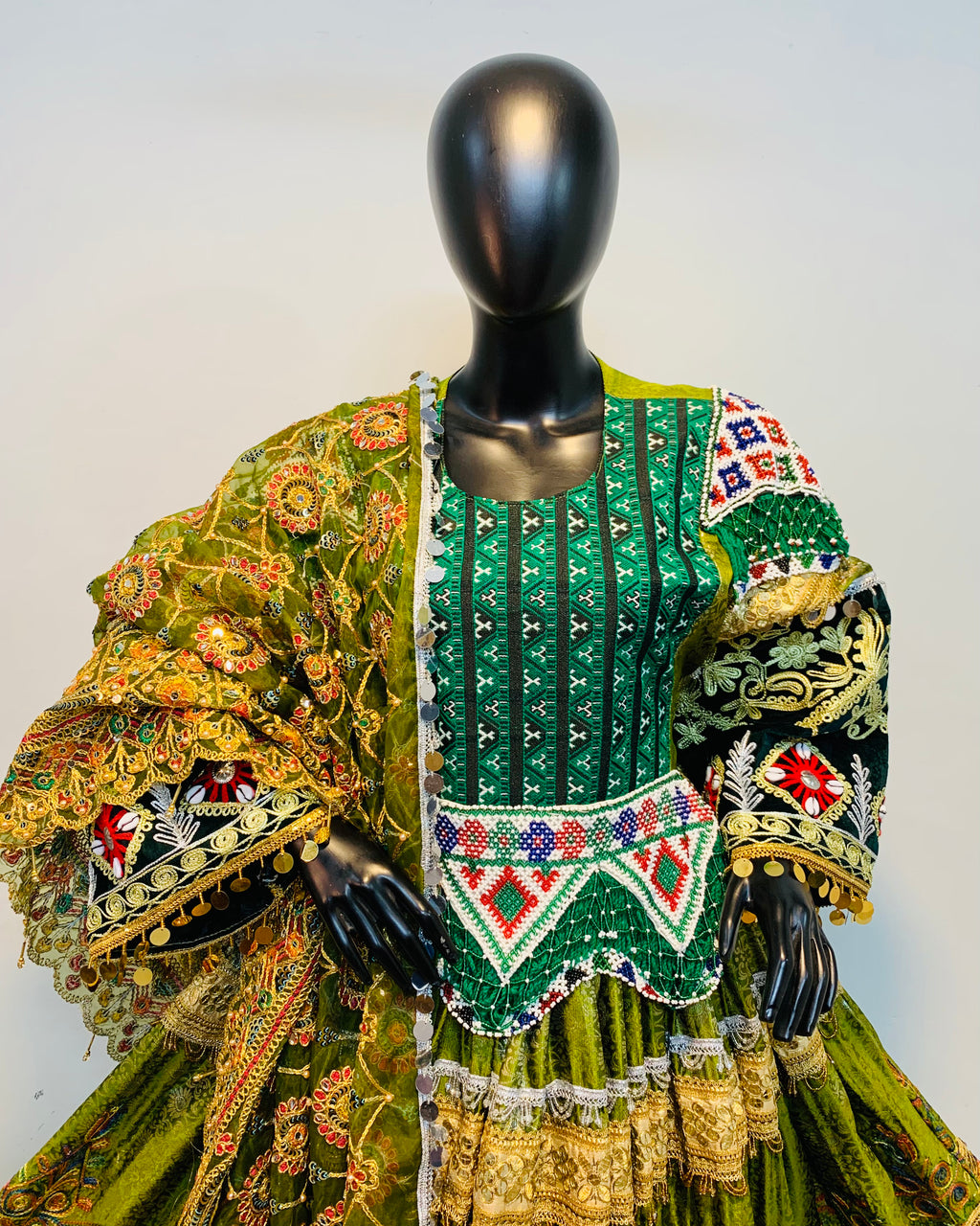 Luxury Emerald Afghan Dress