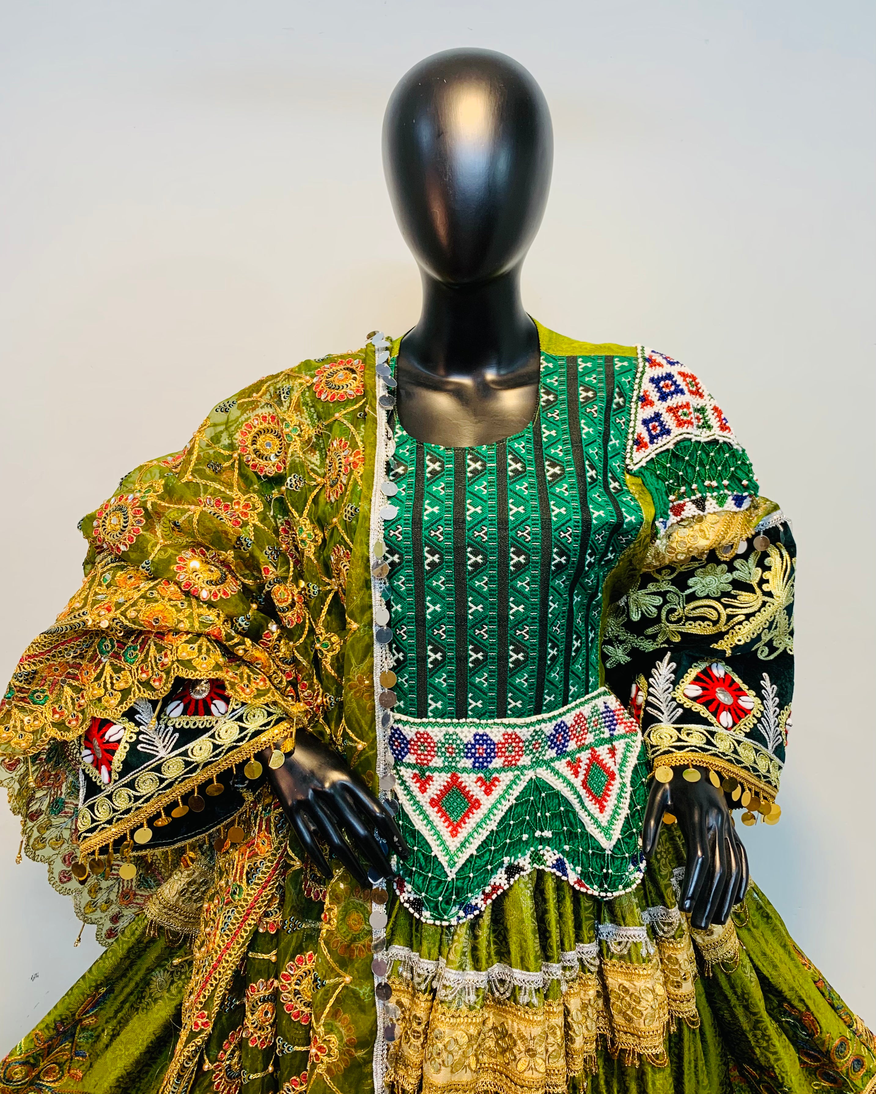 Luxury Emerald Afghan Dress