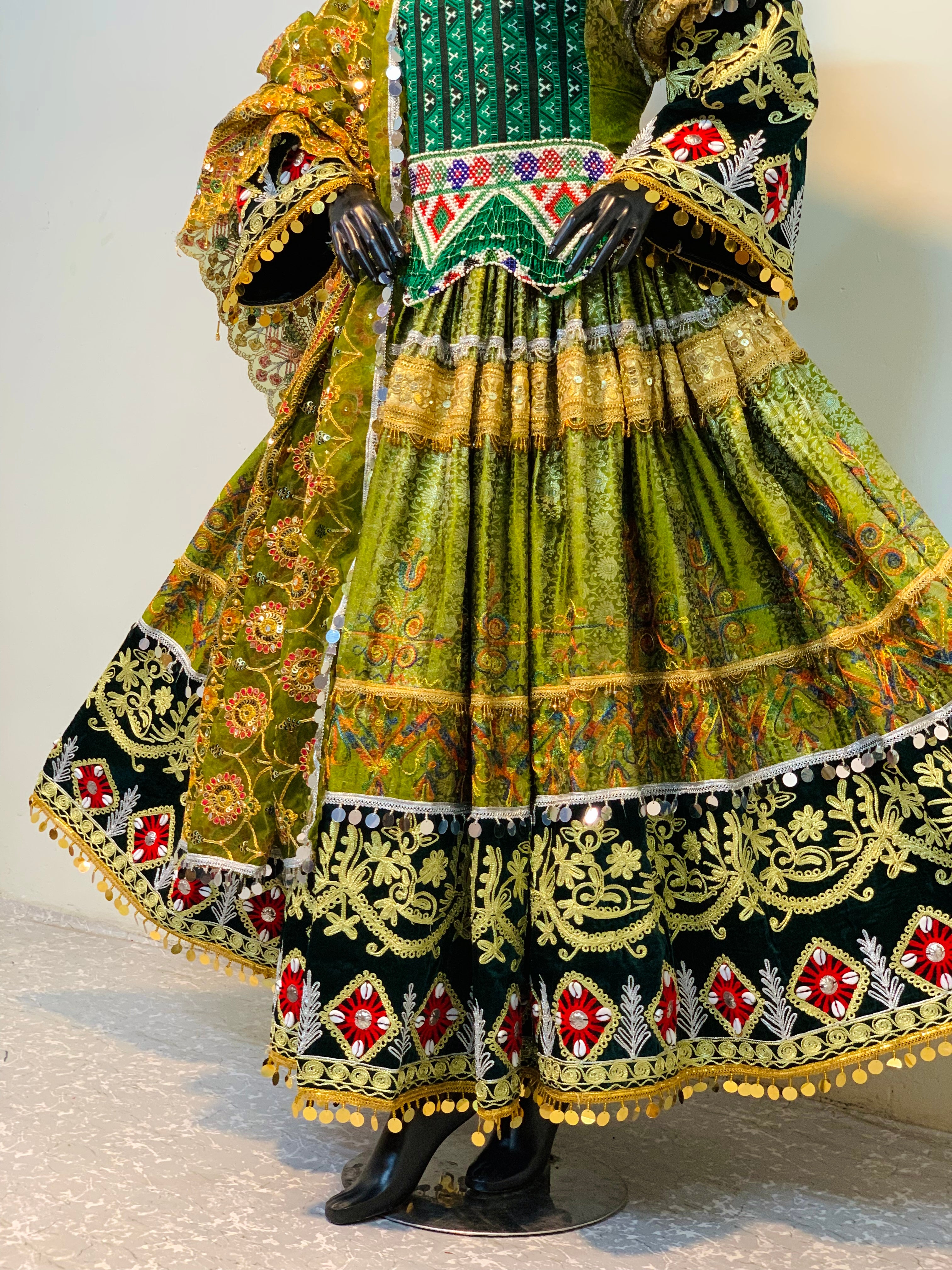 Luxury Emerald Afghan Dress