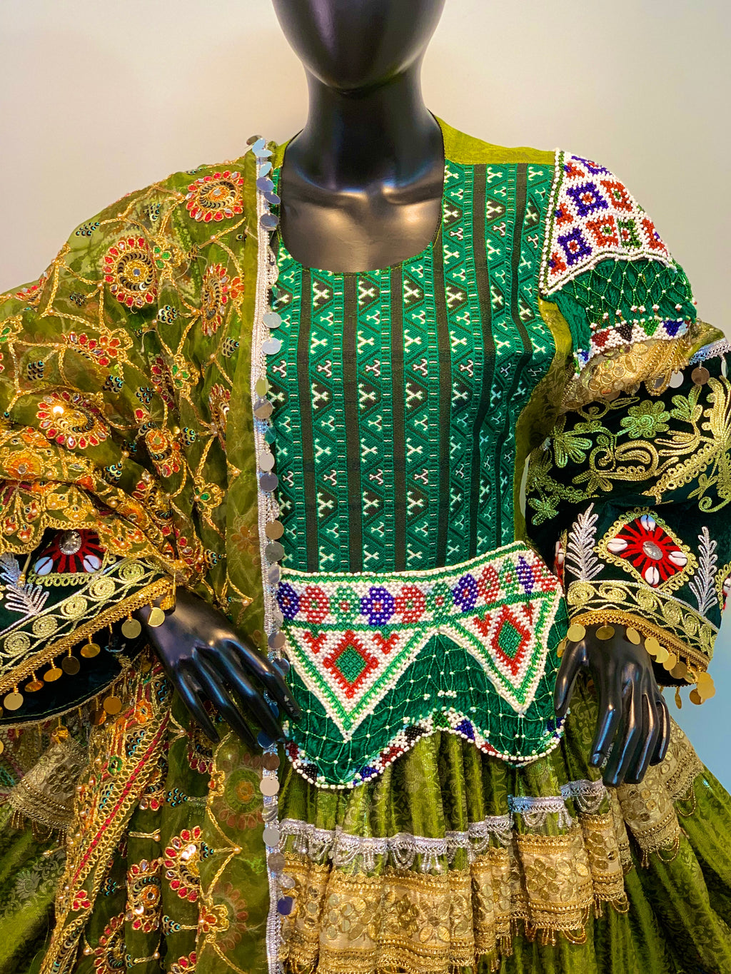 Luxury Emerald Afghan Dress