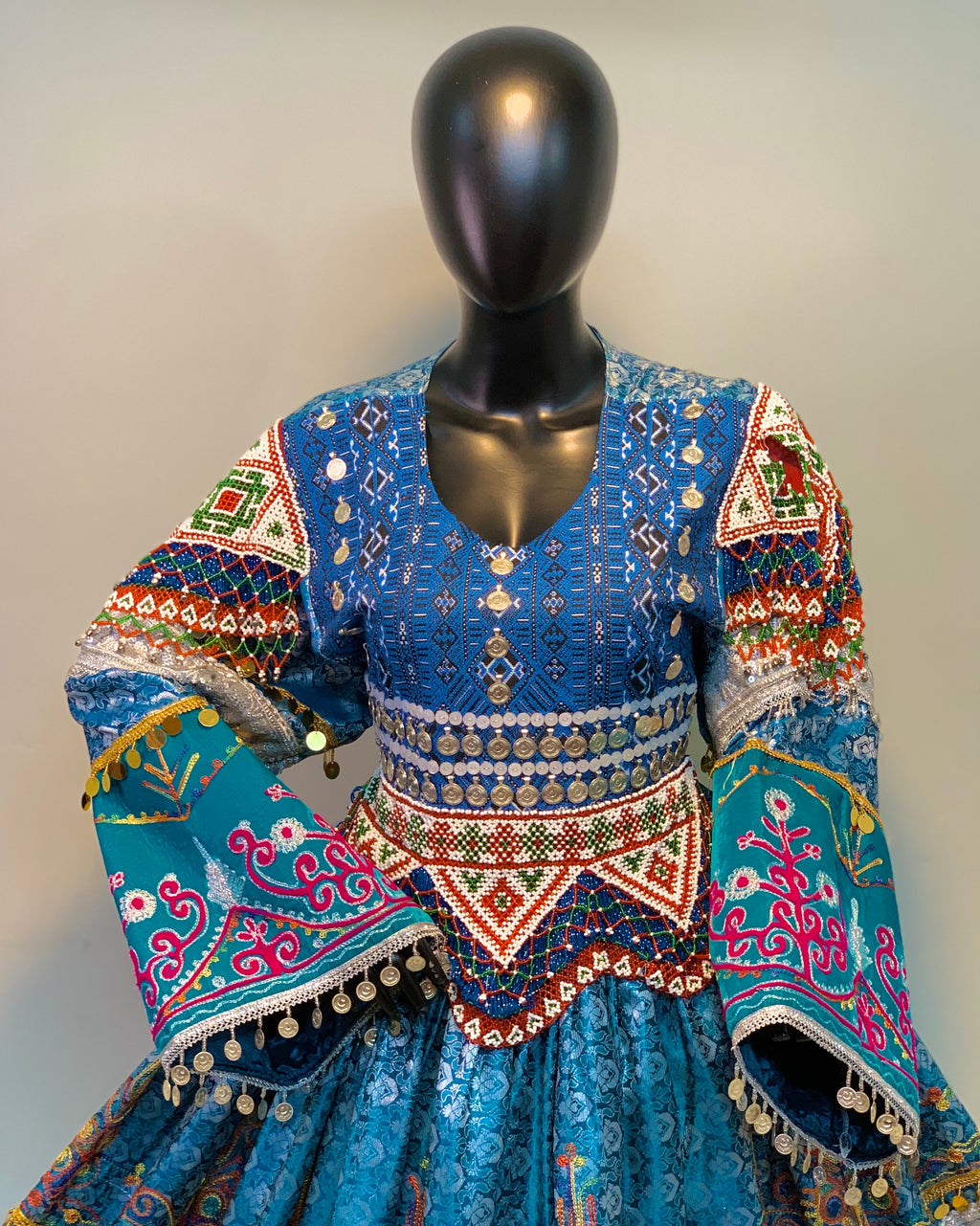 Afghan Luxury Sky Hand-Embroidery Dress