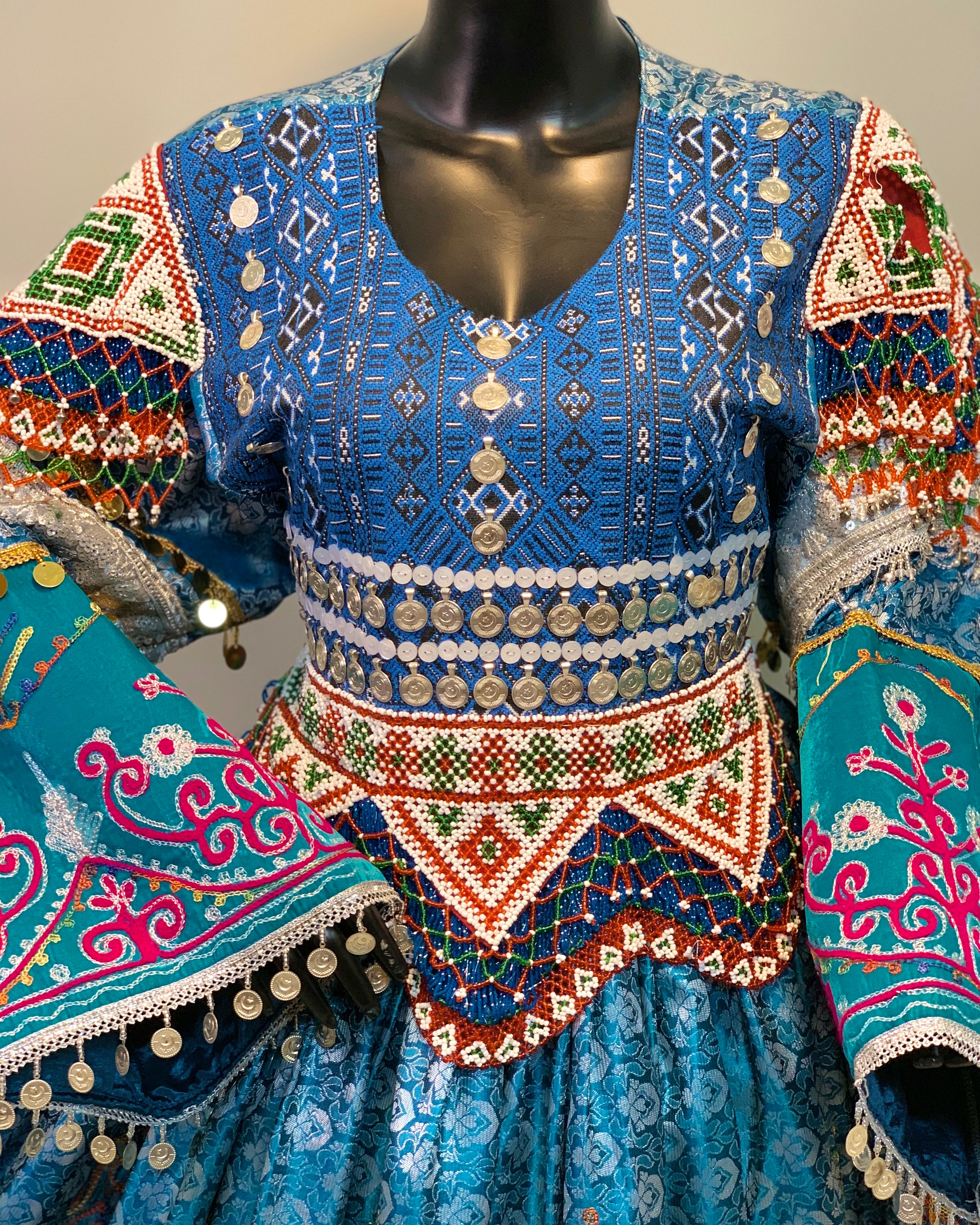 Afghan Luxury Sky Hand-Embroidery Dress