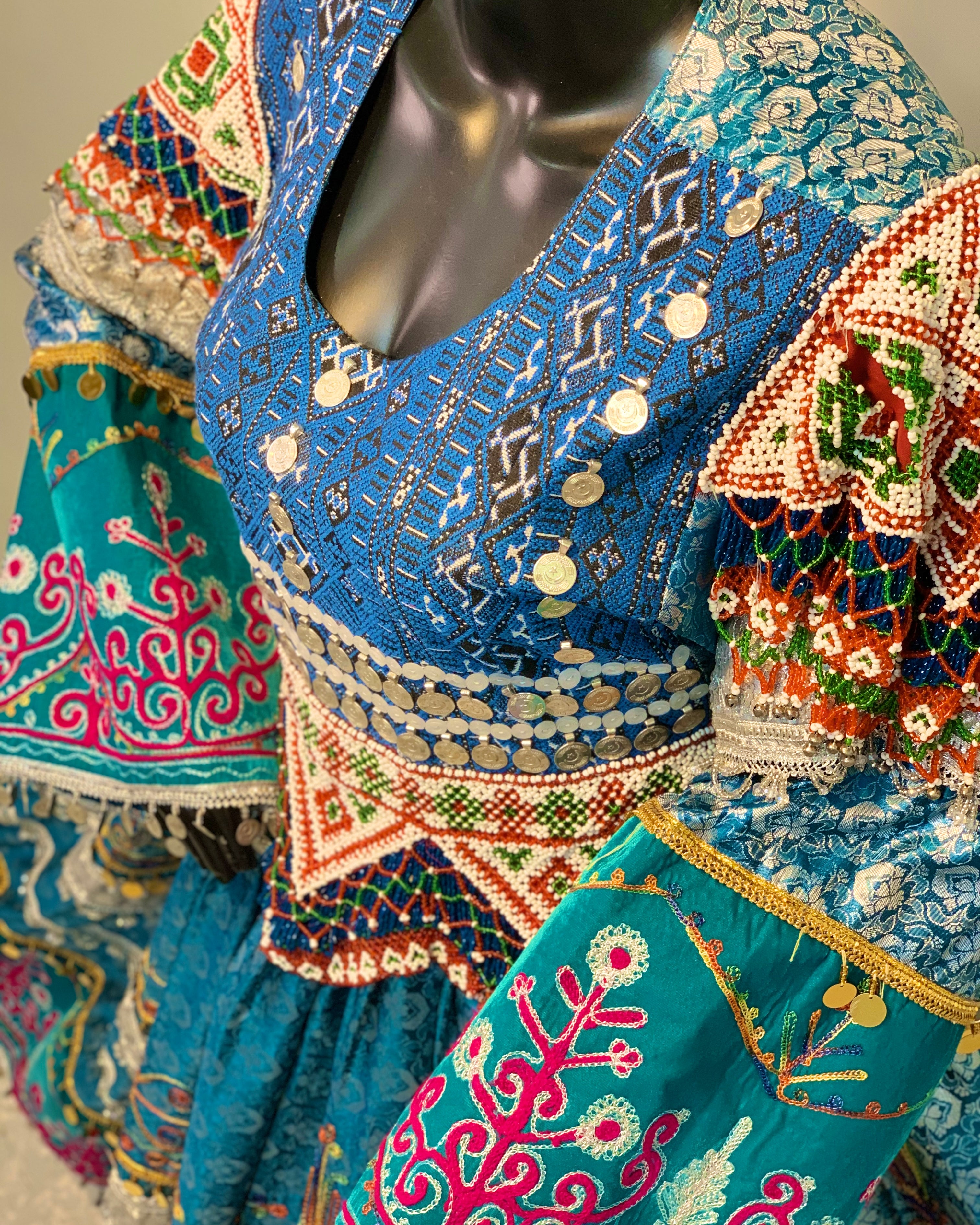 Afghan Luxury Sky Hand-Embroidery Dress