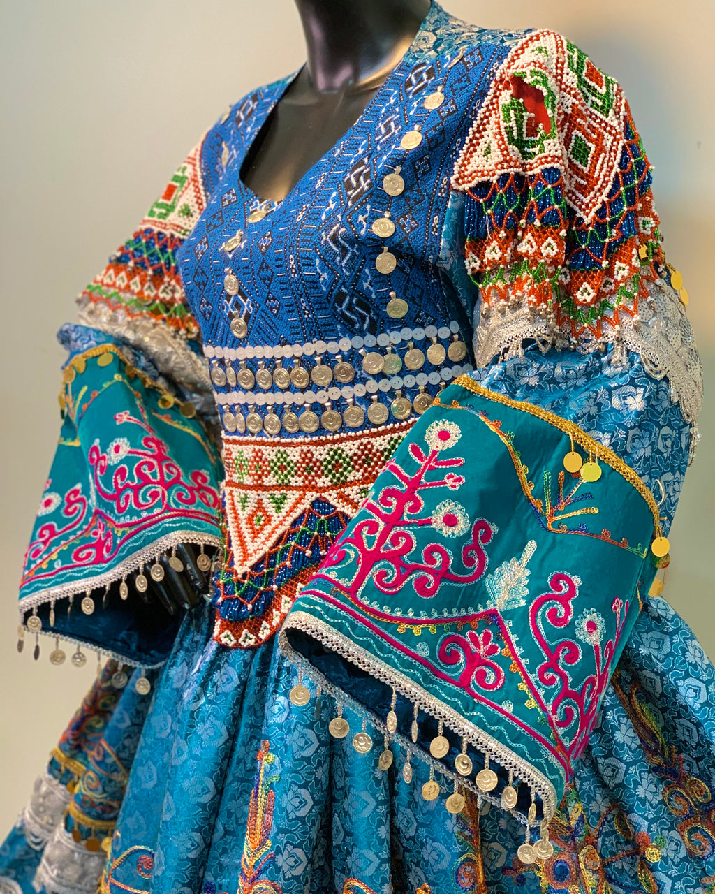 Afghan Luxury Sky Hand-Embroidery Dress