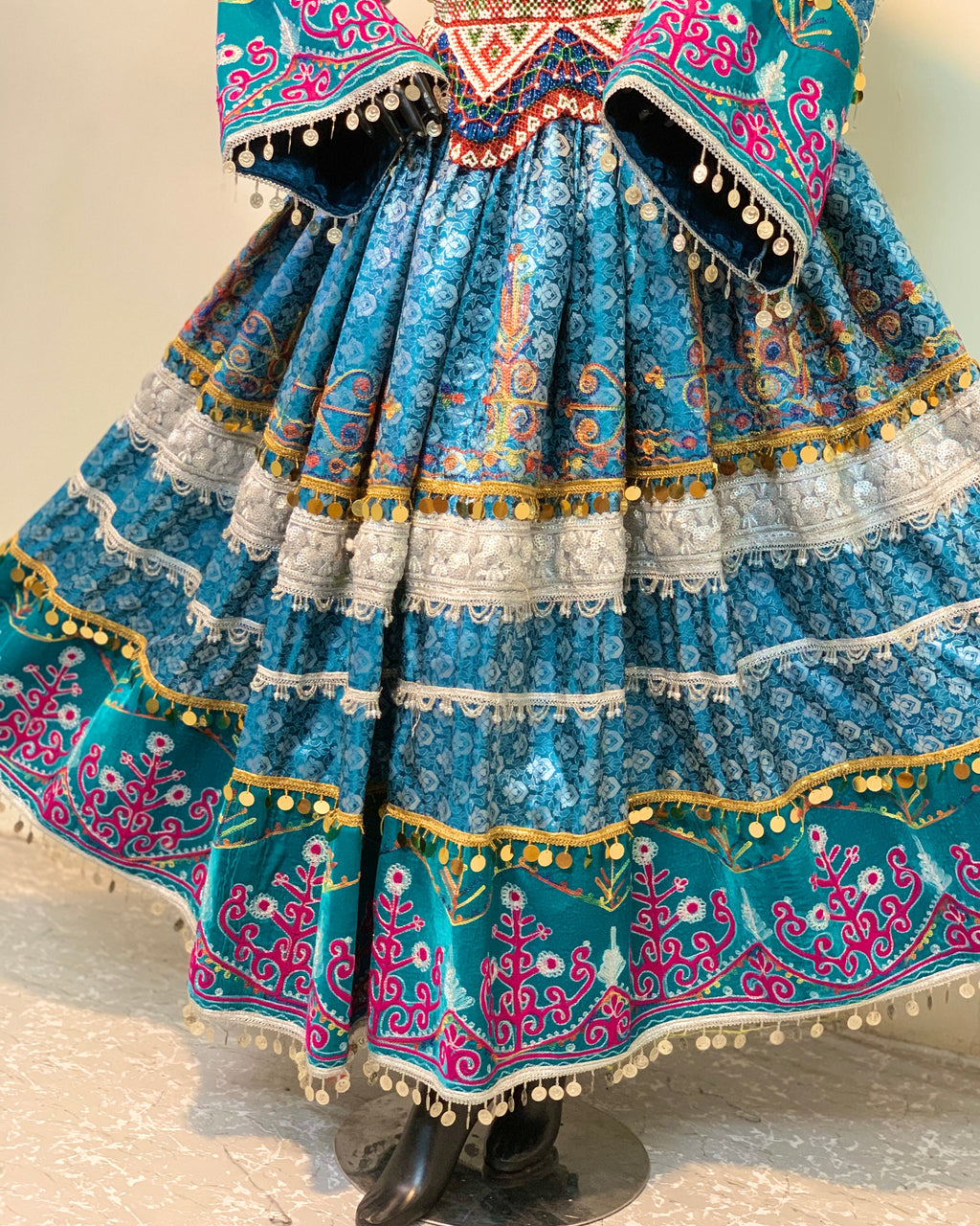 Afghan Luxury Sky Hand-Embroidery Dress