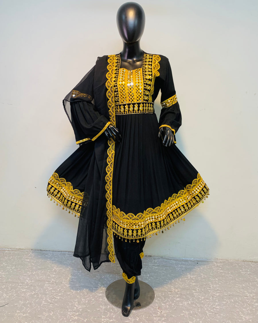 Pashtun Embroidery & Chiffon Dupatta