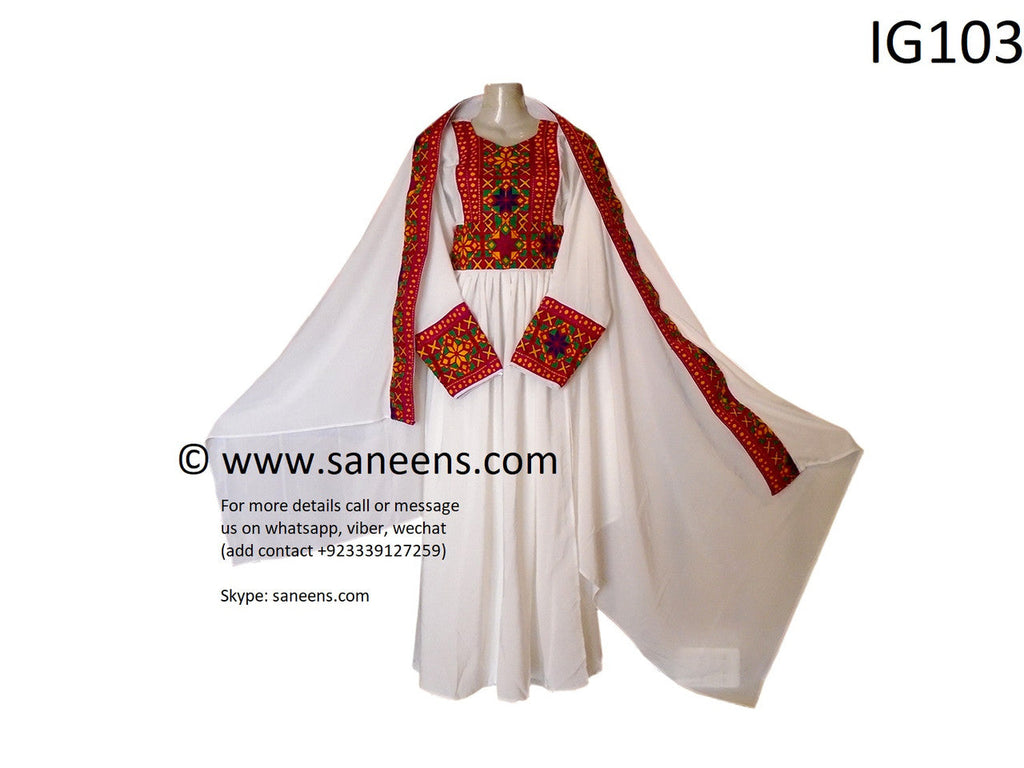 New tribal ethnic white simple embroidery