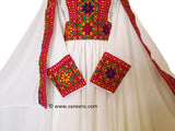 Traditional New afghan cultural simple touch embroidery white dress