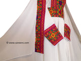 Traditional New afghan cultural simple touch embroidery white dress