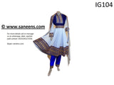 New afghan Muslims clothes fashion in blue embroidery in white color