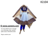 New afghan Muslims clothes fashion in blue embroidery in white color