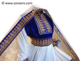 New afghan Muslims clothes fashion in blue embroidery in white color
