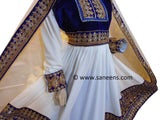 New afghan Muslims clothes fashion in blue embroidery in white color