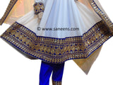 New afghan Muslims clothes fashion in blue embroidery in white color