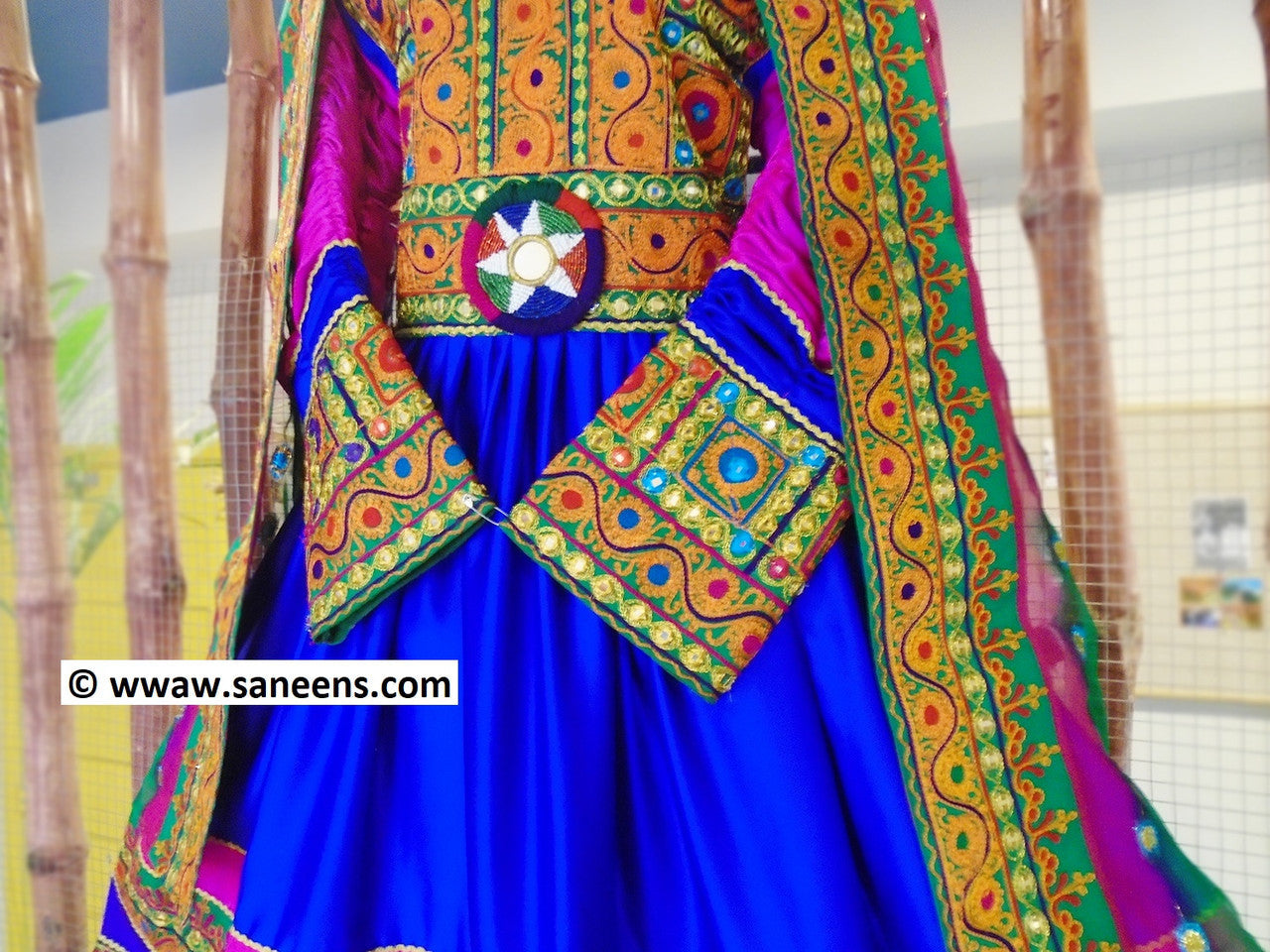 simple afghan beautiful blue color dress