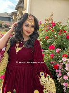 saneens online burgundy frock