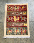 Handwoven Afghan War Horse Scene Carpet 2.9x2 ft
