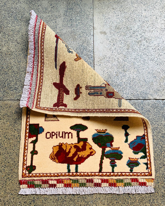 Traditional Afghan War Weapons Rug 2.9x2 ft