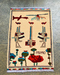 Vintage Afghan War Weapons Rug 2.8x1.9 ft