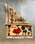 Authentic Afghan Weapons Heritage Rug 2.7x1.9 ft