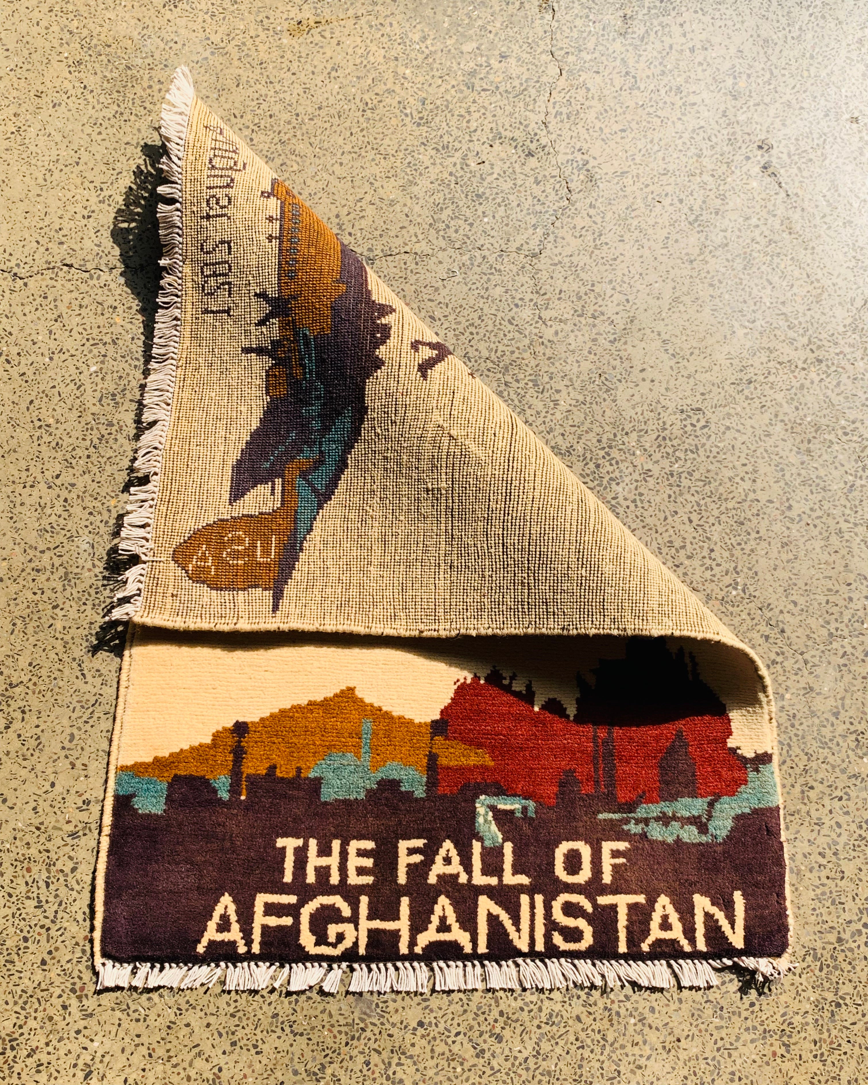 Afghan Falling Men War Carpet 2.9x2 ft