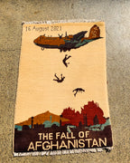 Afghan Falling Men War Carpet 2.9x2 ft