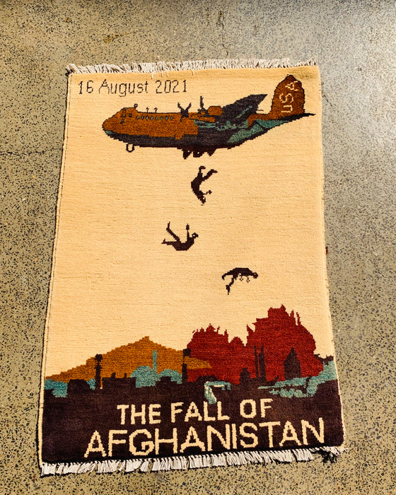 Afghan Falling Men War Carpet 2.9x2 ft
