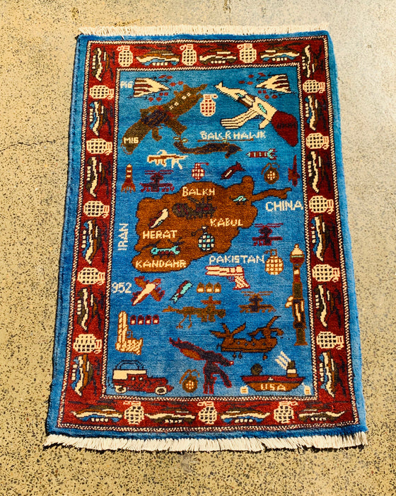 Traditional Afghan War Symbol Rug 3x2 ft
