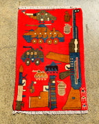 Afghan Storytelling AK-47 Weapons Carpet 2.9x1.9 ft