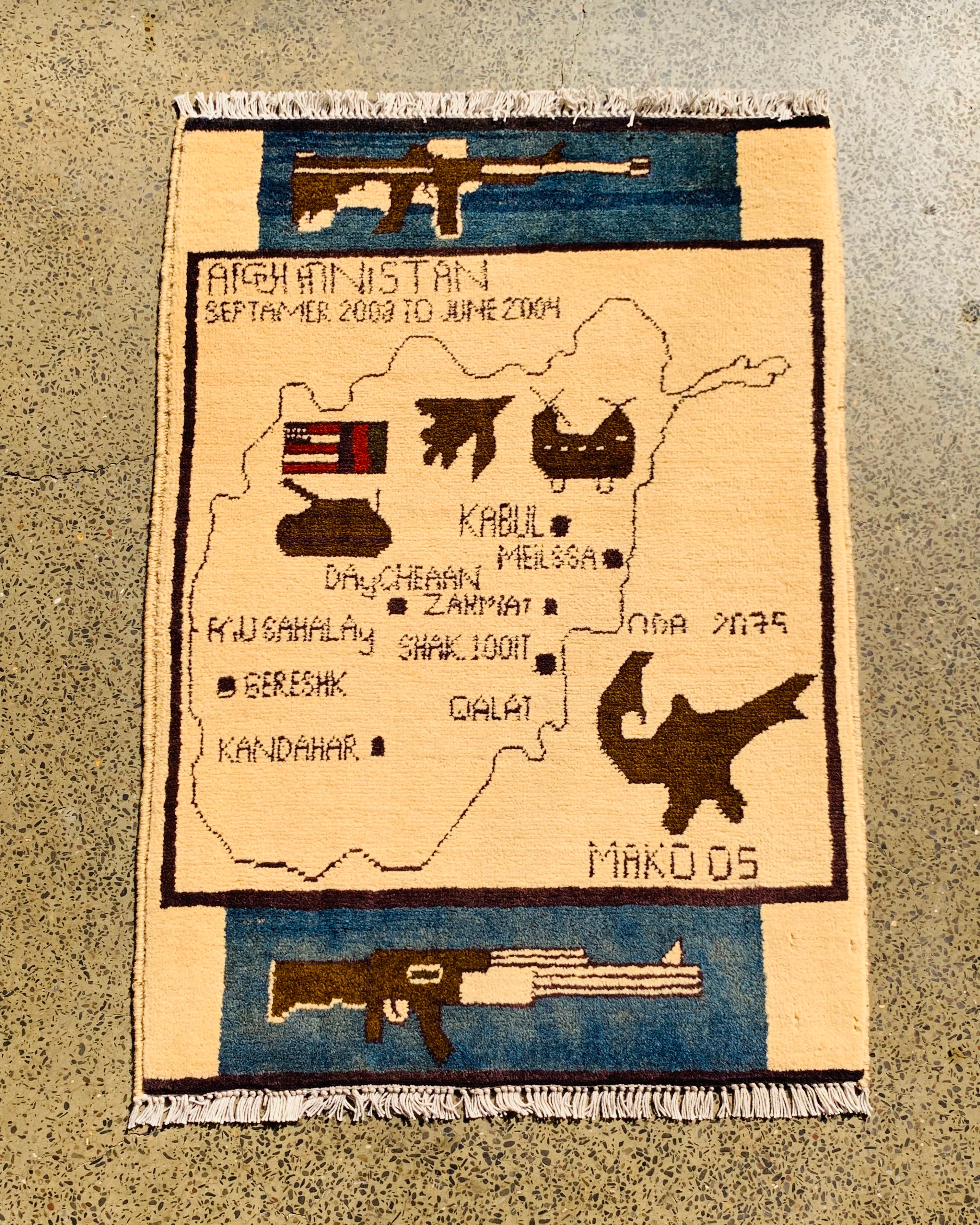 Afghan War Heritage Scene Rug 2.8x2 ft