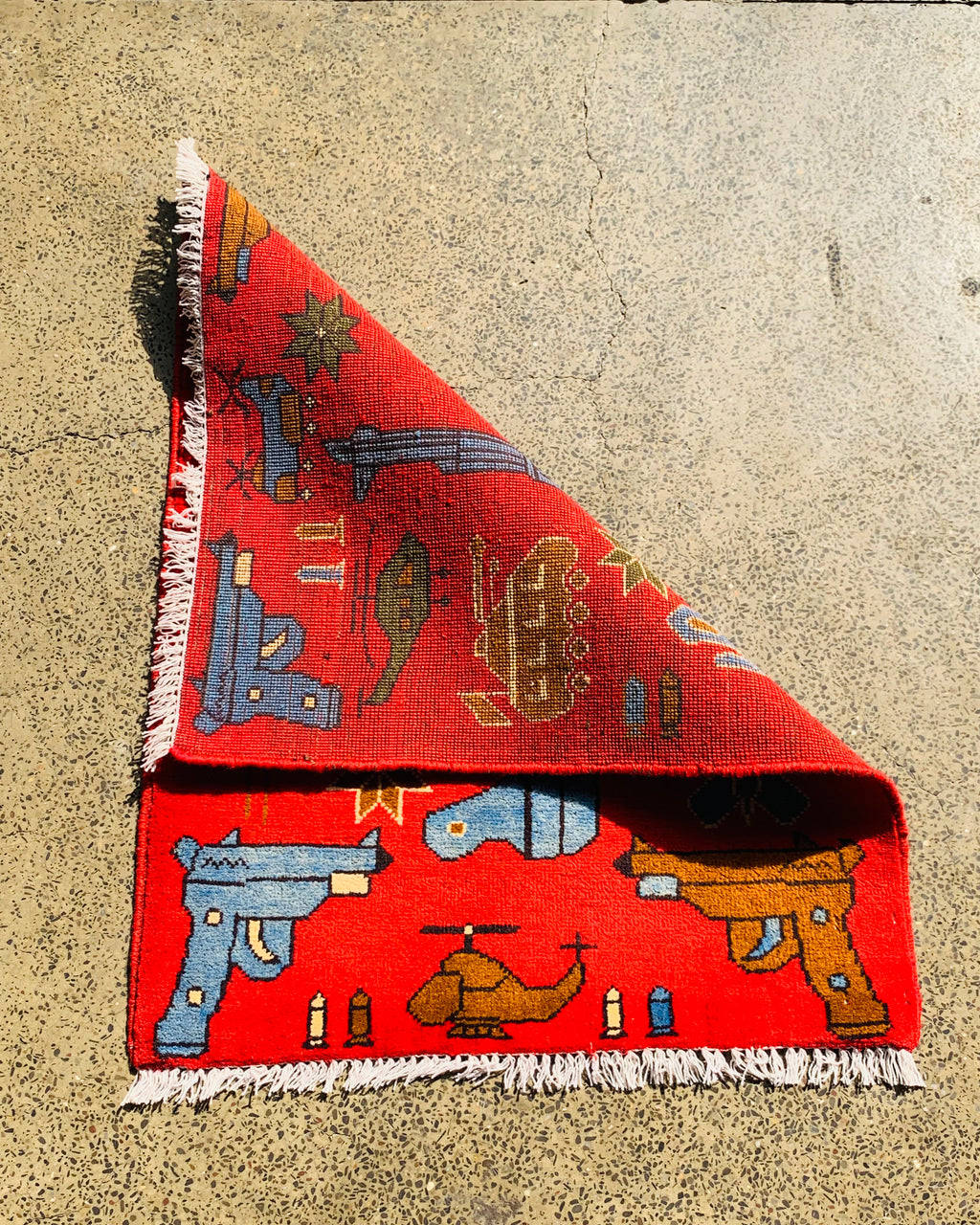 Afghan AK-47 Weapons Rug 2.7x2.1 ft