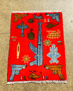 Afghan AK-47 Weapons Rug 2.7x2.1 ft