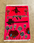 Vintage Battle Weapons Afghan Carpet 2.9x2 ft