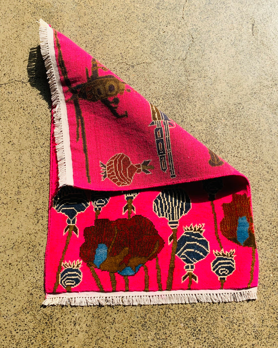 Vintage Battle Weapons Afghan Carpet 2.9x2 ft