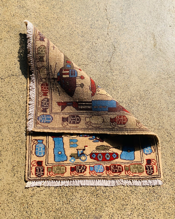 Afghan Heritage Battle AK-47 Rug 2.5x1.9 ft