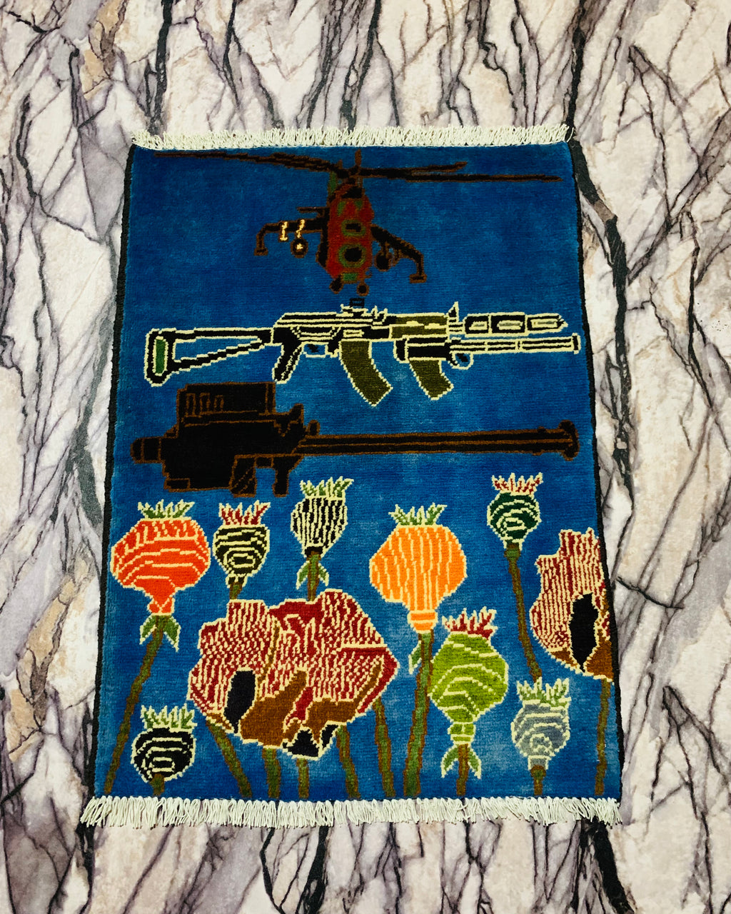 Cultural Afghan War Rug 2.6x1.9 ft